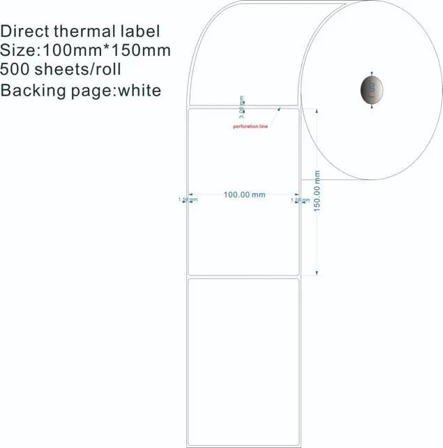 4" x 6" Direct Thermal Shipping Labels – 500 Labels/Roll 1" Core Perforated White Backing