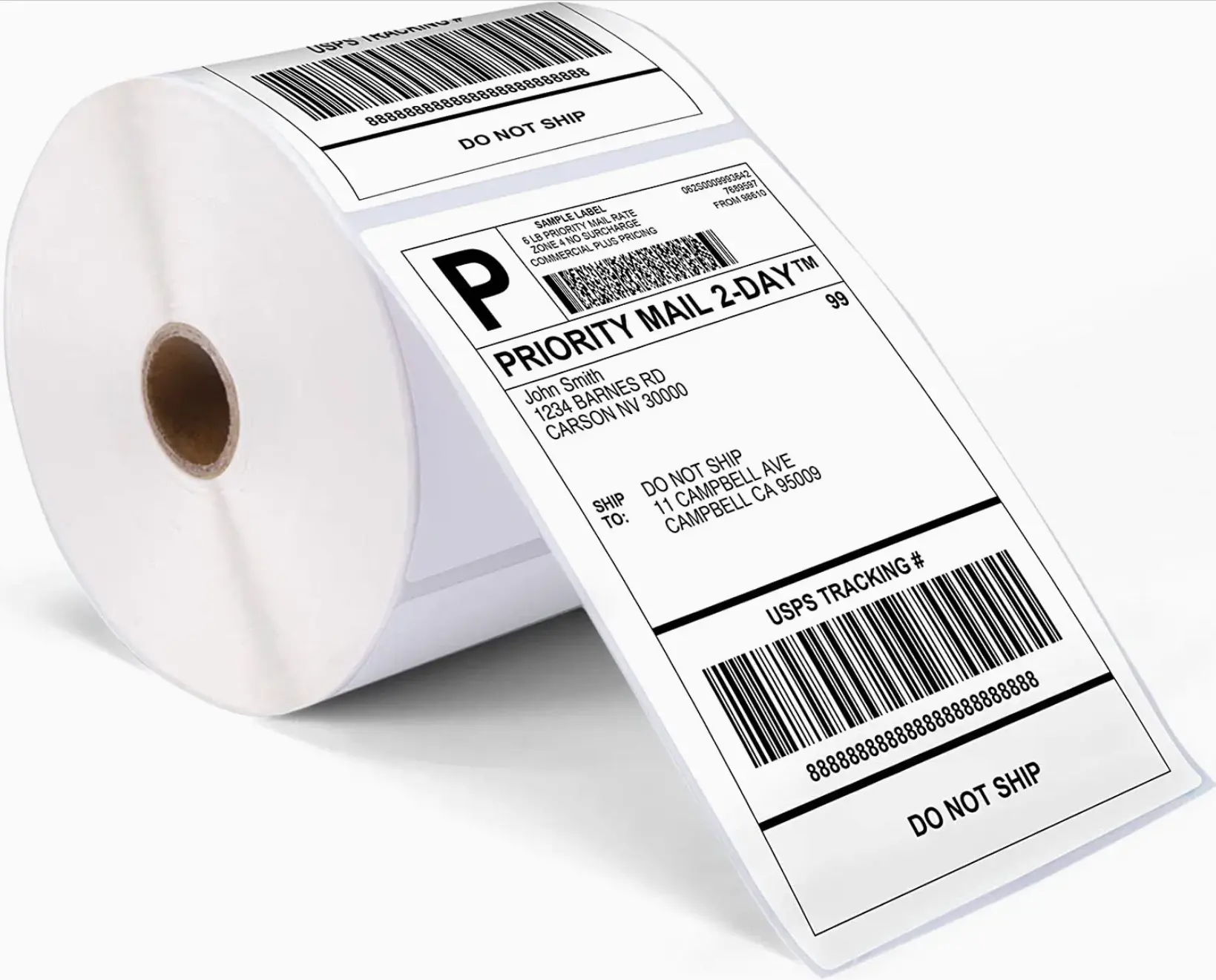 4" x 6" Direct Thermal Shipping Labels – 500 Labels/Roll 1" Core Perforated White Backing