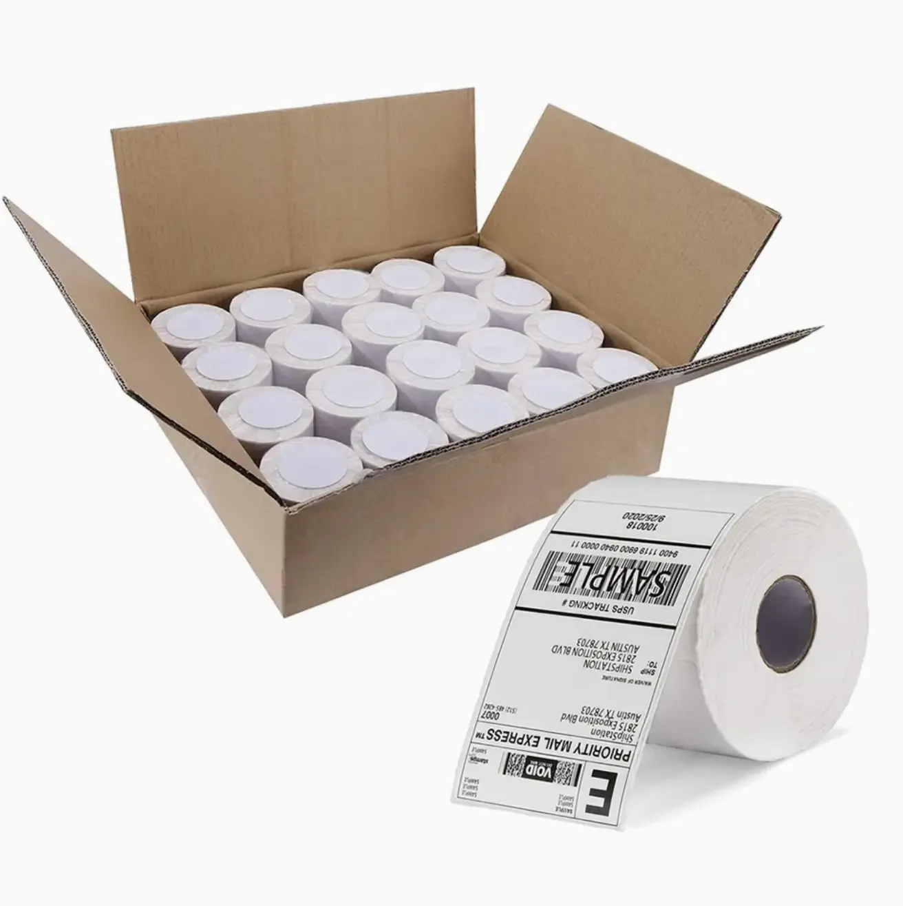 4" x 6" Direct Thermal Shipping Labels – 500 Labels/Roll 1" Core Perforated White Backing