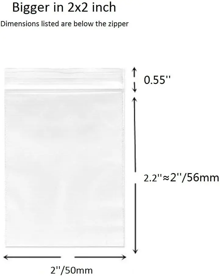 Small Clear Reclosable Zip Bags - 2 x 2 (500 Pack 3 Mil Thickness) 2